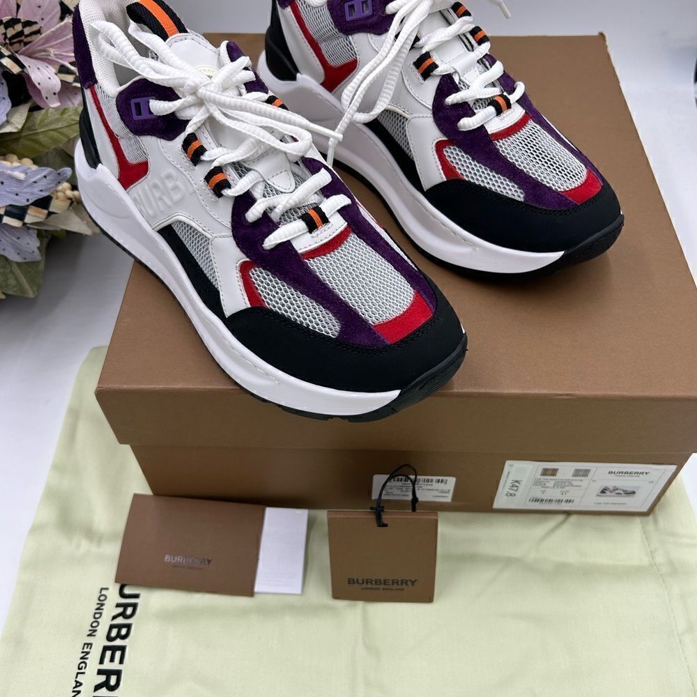 Men’s Burberry logo print trainer sneakers size 8, made in Italy - Picture 2 of 10